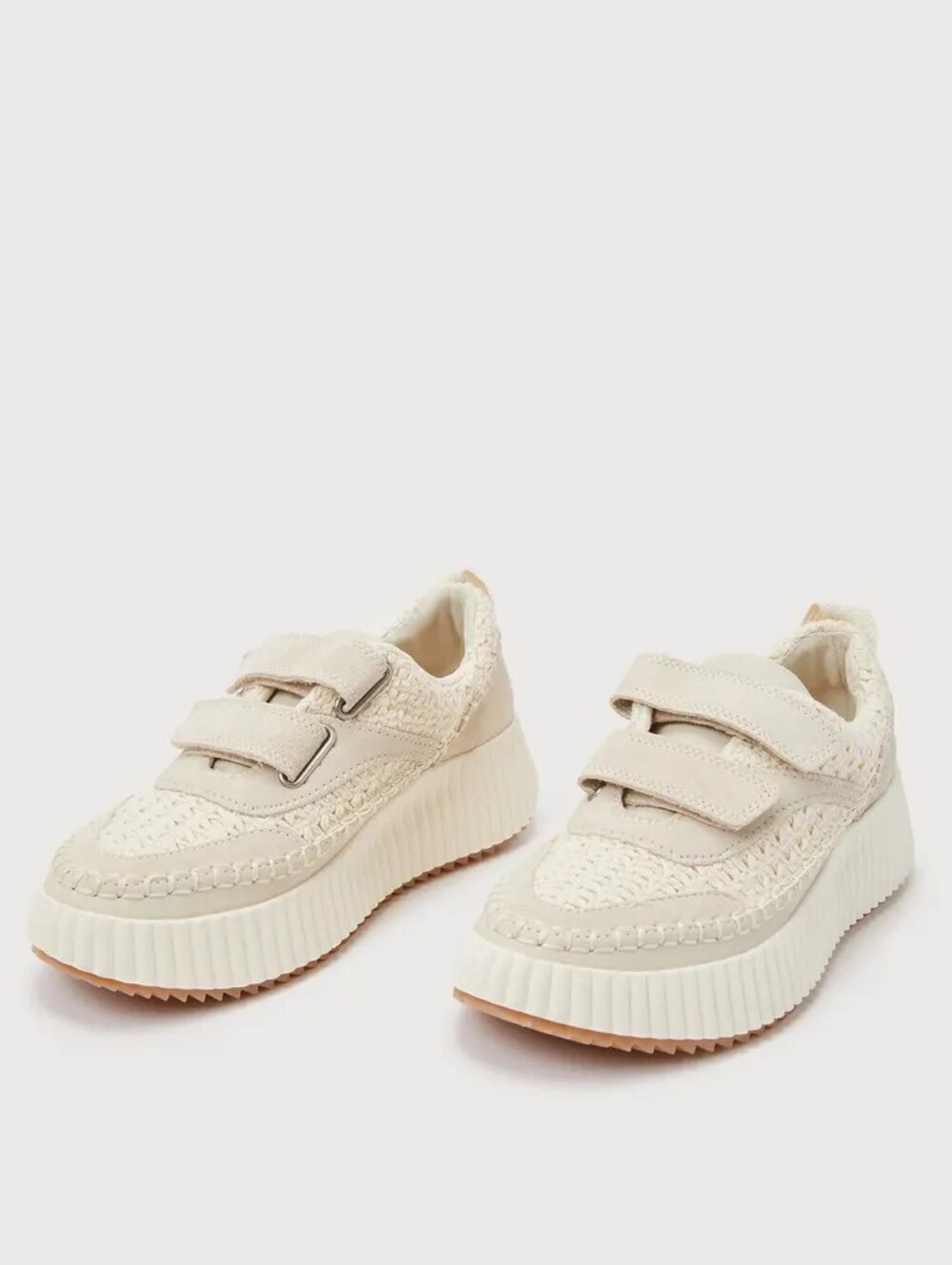 Dolce Vita Demo Sandstone Knit Suede Leather Platform Sneakers